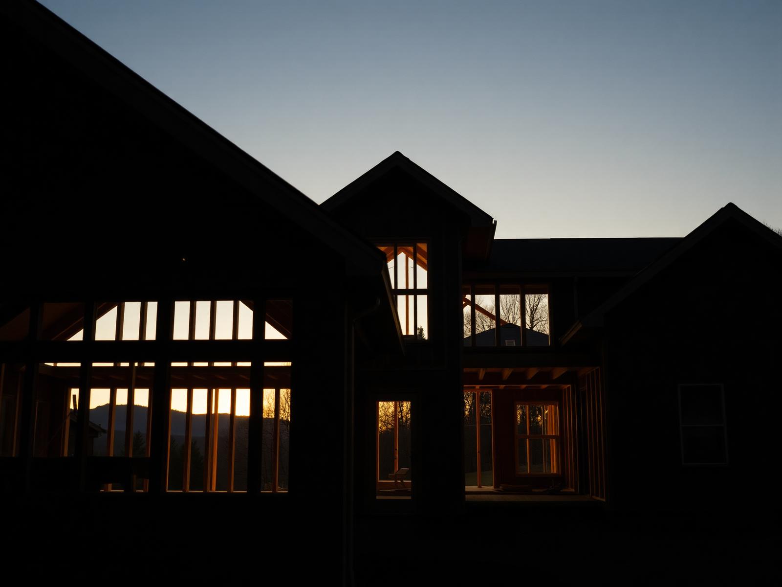 Modern residential home under construction at sunset in North Alabama